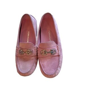 Salvatore Ferragamo Pink Loafers with Silver Hardware